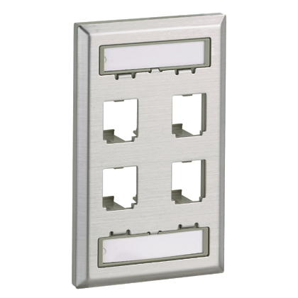 Panduit Mini-Com Stainless Steel Faceplate with Label Pocket